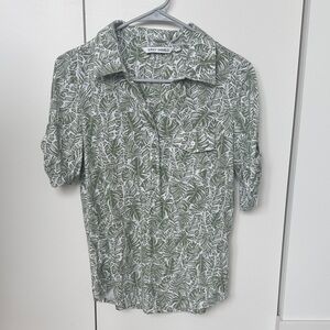 Green Leaf Print Men's Shirt